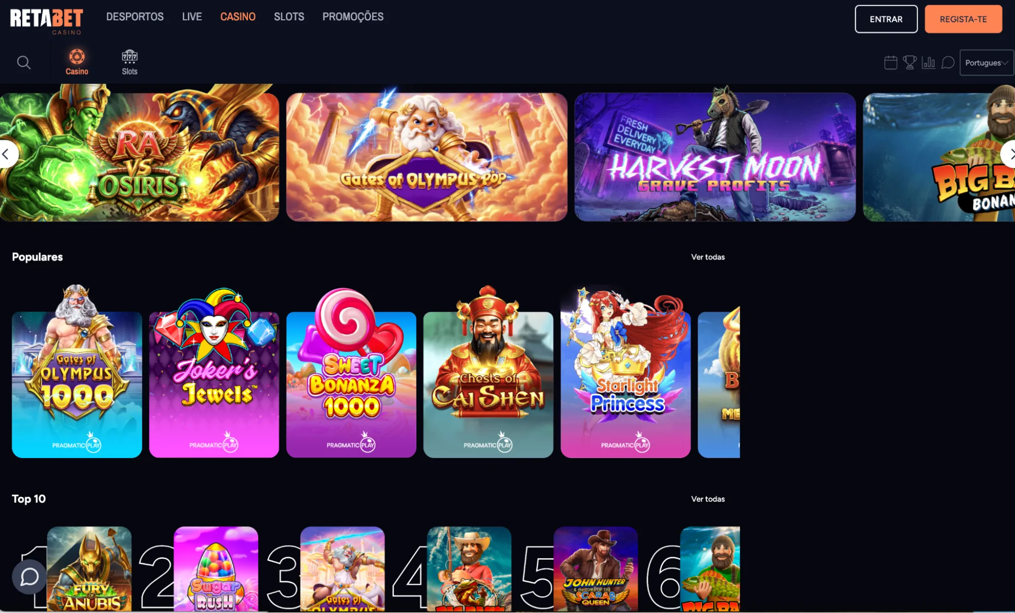 Casino Retabet Portugal com jogos de máquinas e slots