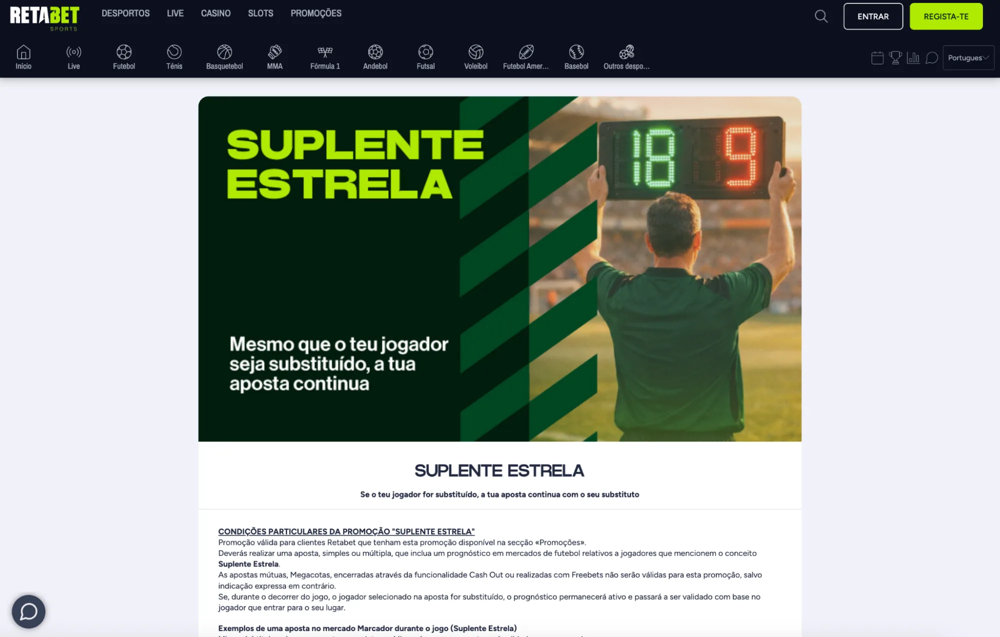 Promoções de apostas desportivas na Retabet Portugal