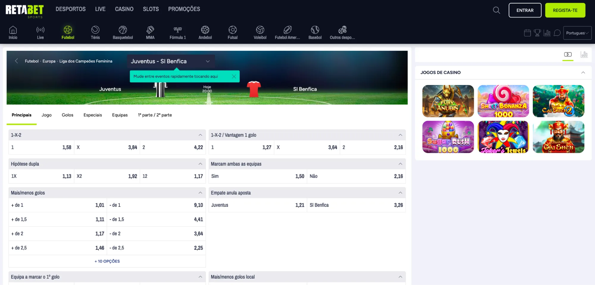 Retabet Portugal: código promocional, bónus, promoções, licenças SRIJ e última verificação