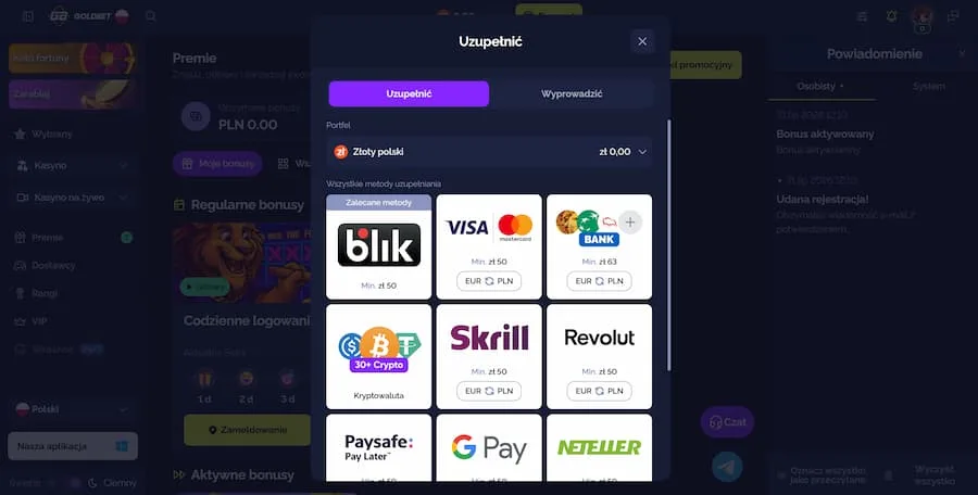 Goldbet Casino bonus powitalny 2026