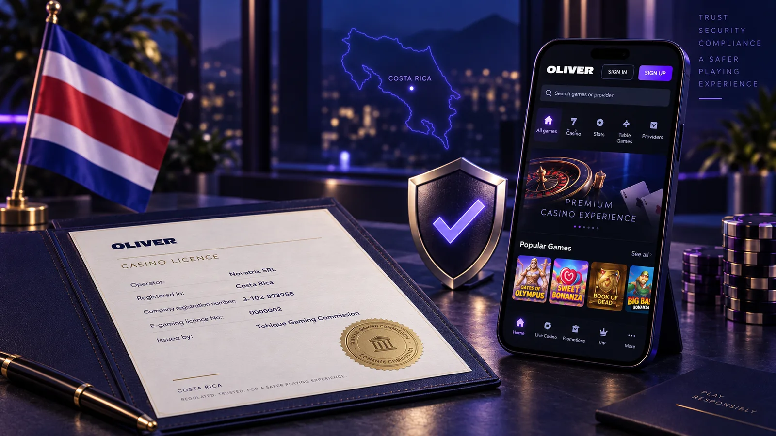 Verified Oliver Casino promo codes compared with no-deposit status